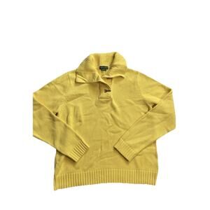 Y2K Ralph Lauren Sweater Womens S Yellow Knit Shawl Collar Gold Elevated Staple